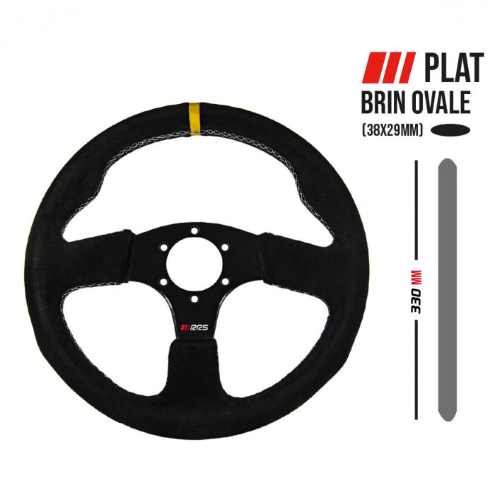 RRS APEX steering wheel - Flat 330 mm - Black suede