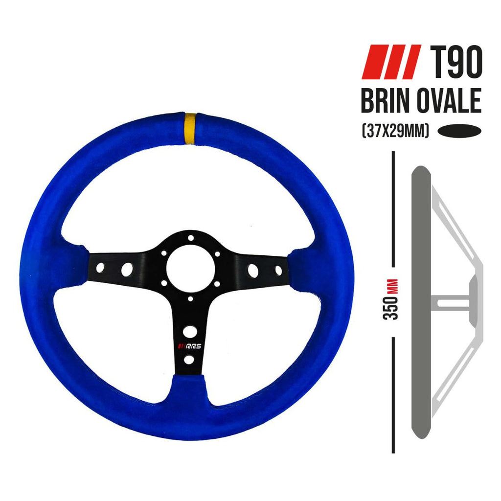 RRS CORSA steering wheel - F90 350mm - Blue suede - Black spokes