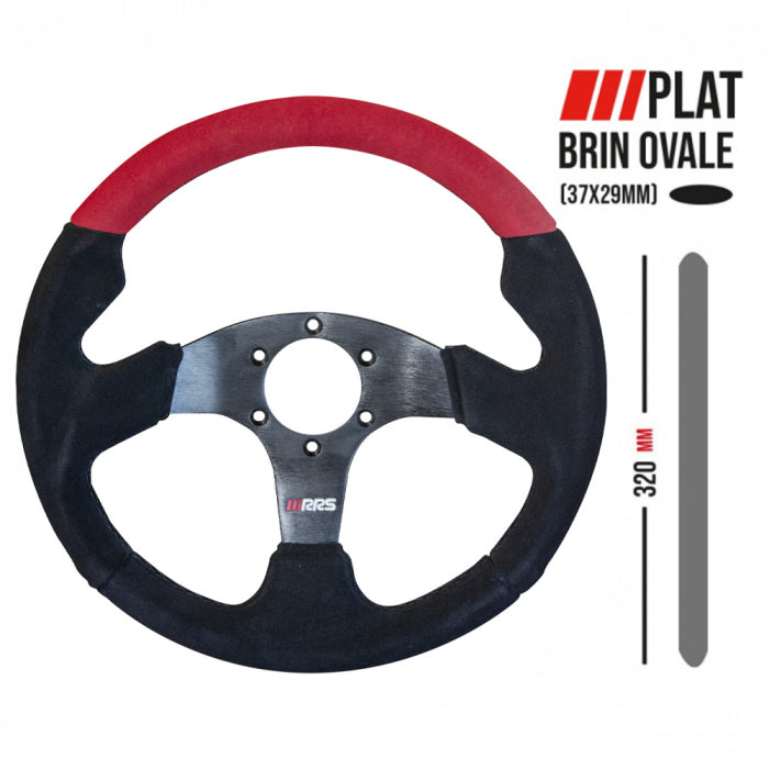 RRS RACER steering wheel - Flat 320mm - Red suede
