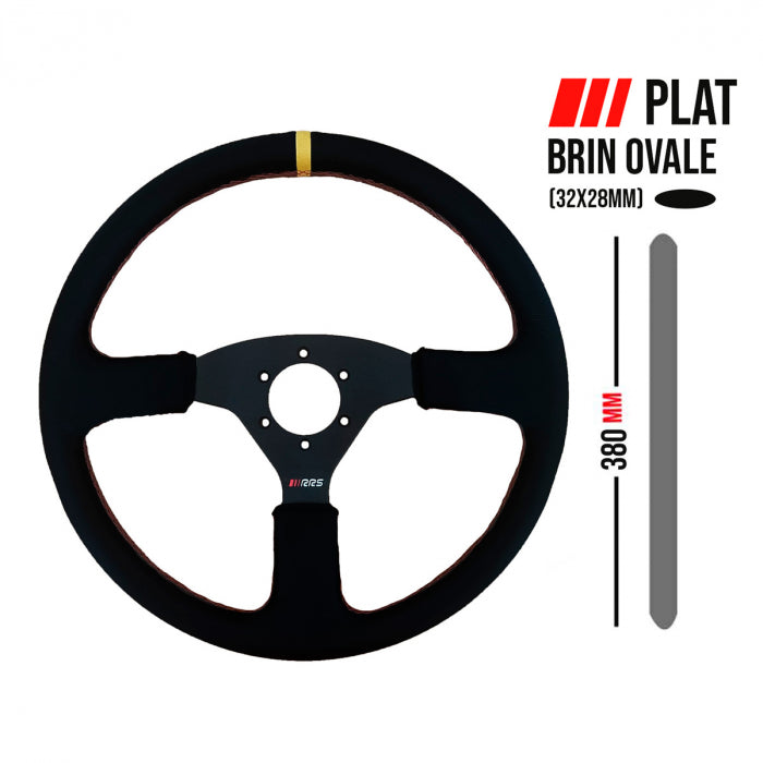 RRS TARGET steering wheel - Flat 380mm - Faux leather