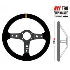 RRS CORSA steering wheel - F90 350mm - Blue suede - Black spokes