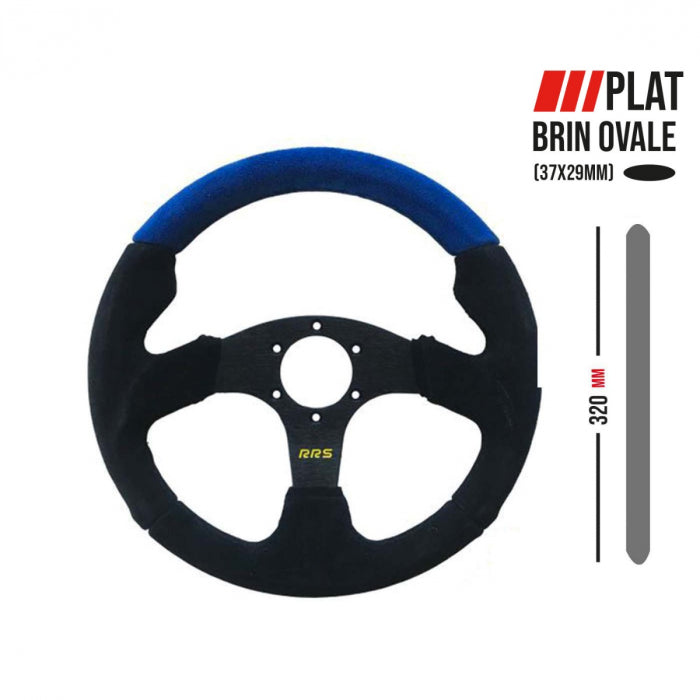 RRS RACER steering wheel - Flat 320mm - Blue suede