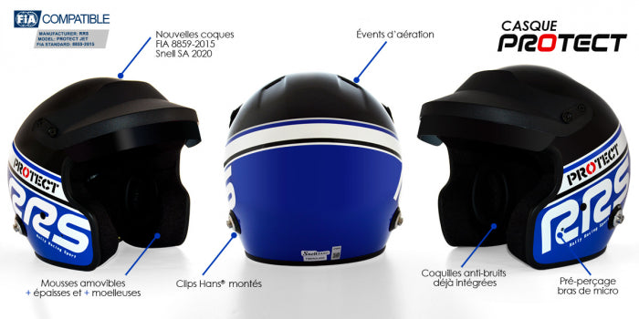 Helmet Protect Open face RRS FIA 8859-2015 SNELL SA2020 - Blue