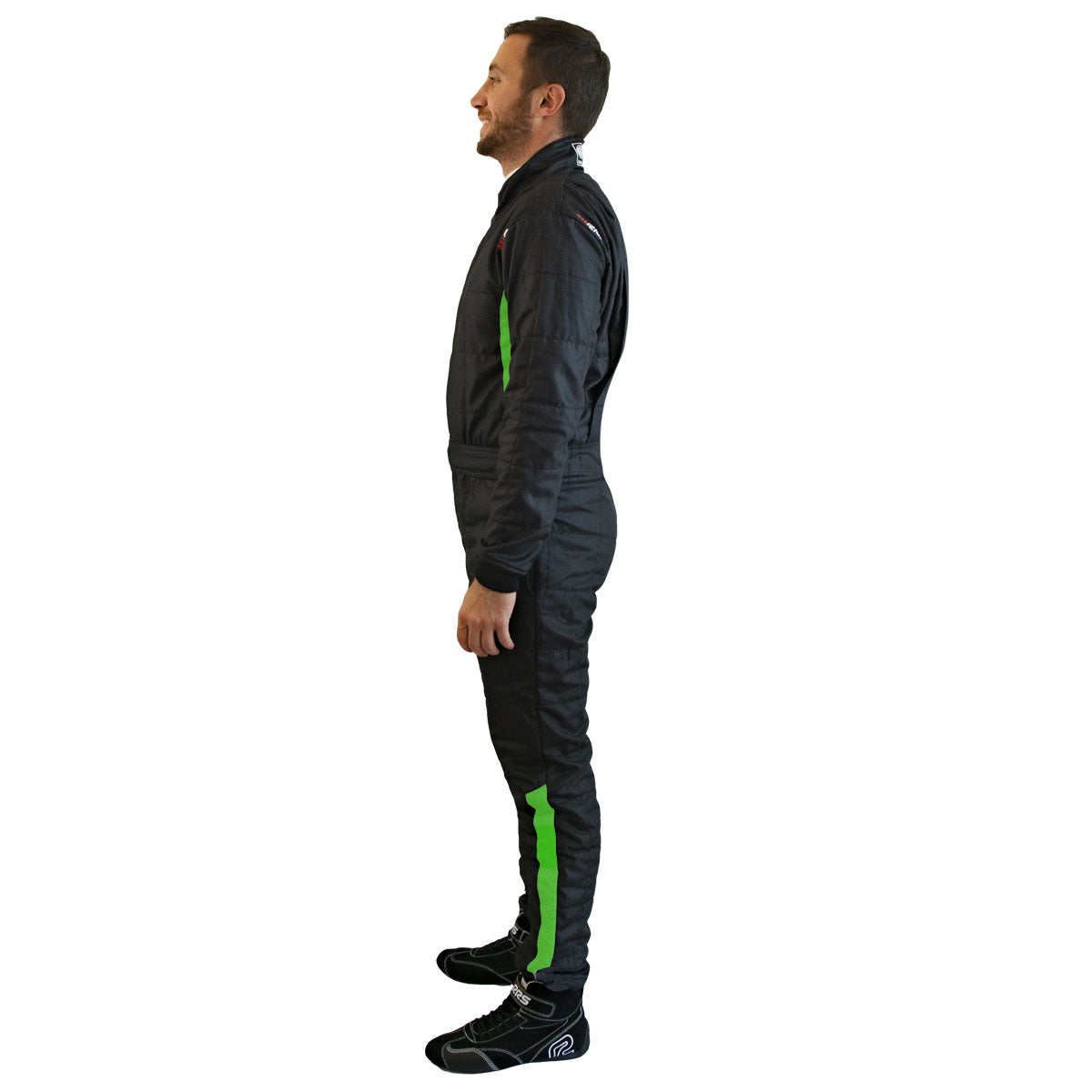 RRS Diamond Star race suit black and green FIA 8856-2018