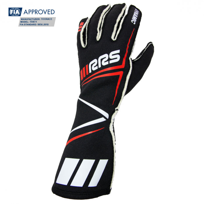 FIA RRS DYNAMIC 3 racing gloves (external seams) Black / Red - FIA 8856-2018